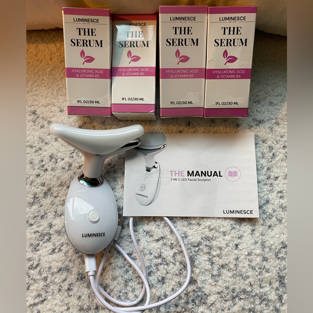 Luminesce 7-in-1 LED Facial Sculptor & serum